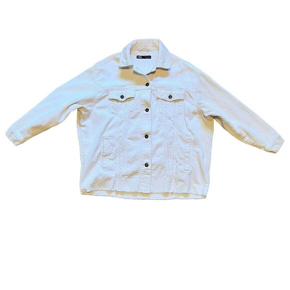 Zara Corduroy Shacket | White | Medium - Picture 2 of 6